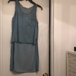 Zara chambray high low tank XS